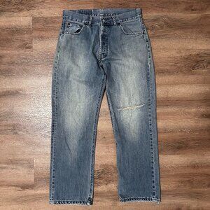 Levi's Jeans Mens 30x29 Blue 501 Medium Wash Ripped Knee Cotton Denim Pants